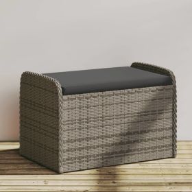 Storage Bench with Cushion Gray 31.5"x20.1"x20.5" Poly Rattan